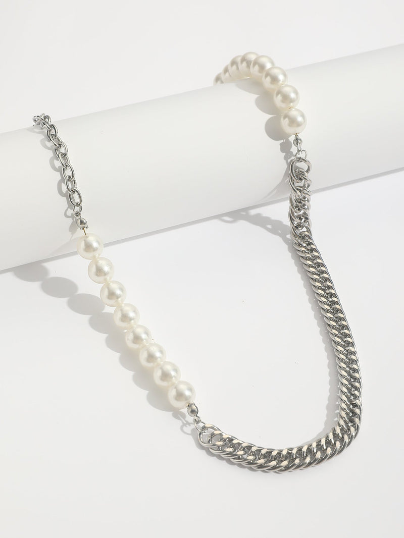 Fashion Pearl Necklace Chunky Cuban Chain