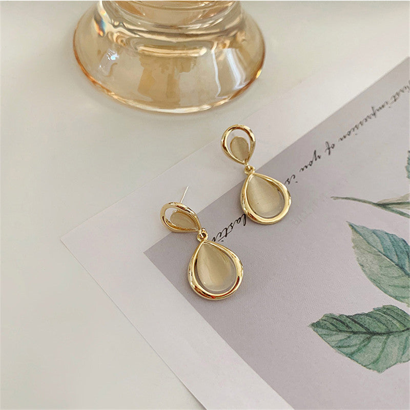 Water Drop Opal Pendant Earrings