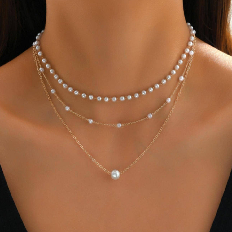 Pearl Pendant Multi-layer Necklace