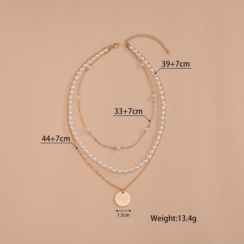 Multi-layer Layered Pearl Necklace Women Pendant