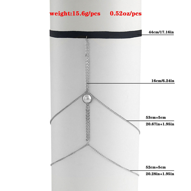 Summer Bohemian Pearl Multilayer Leg Chain Thigh Chain Body Jewelry