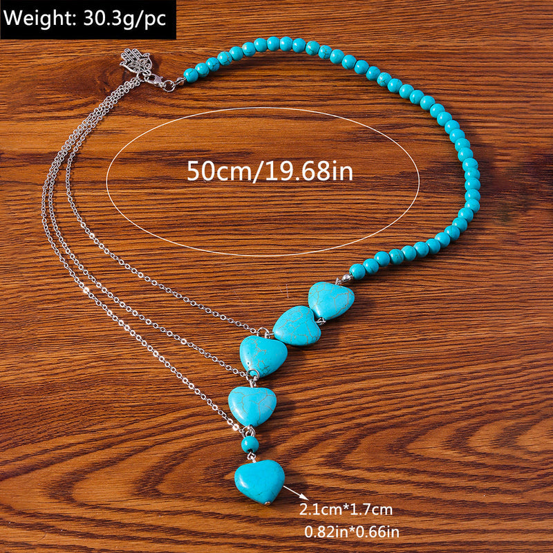 Vintage Natural Turquoise Smooth Beads Necklace