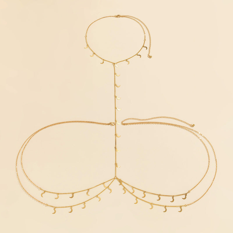 Sexy Imitation Pearl Star Multi-Layer Bikini Breast Chain Body Chain