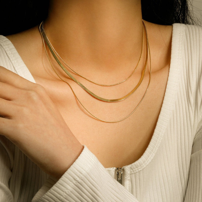 Jewelry Multi Layer Snake Chain Necklace