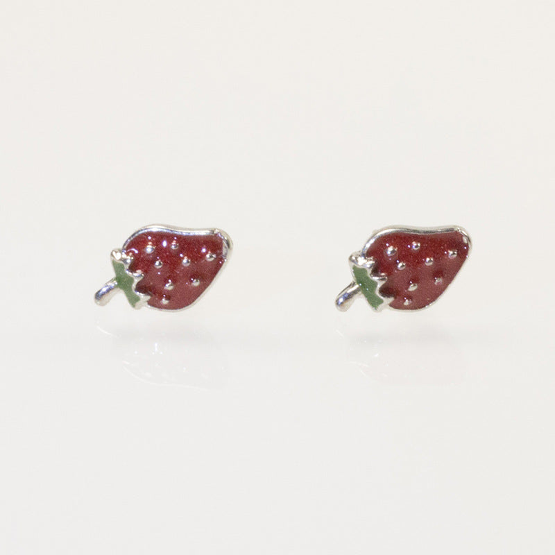 Women Fruit Strawberry Enamel Earrings