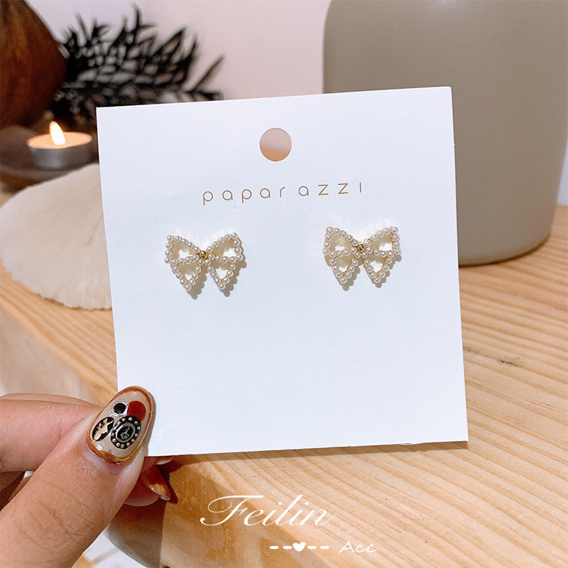 Fashion Party Bow Pearl Earrings