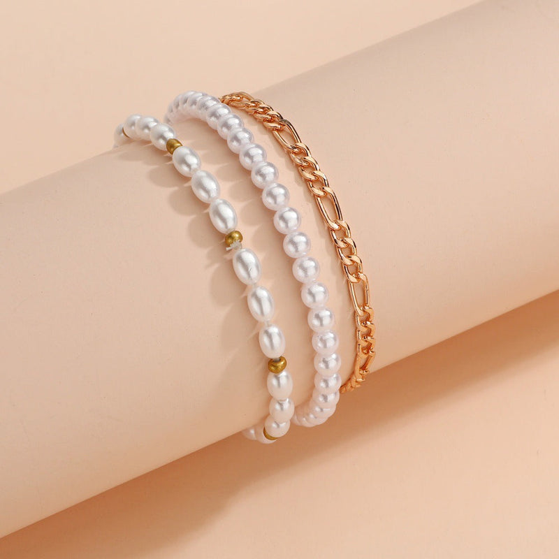 Bohemian Imitation Pearl Bead Chain Bracelet