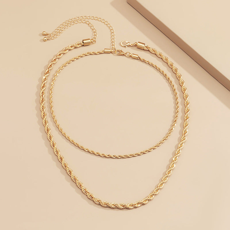Twisted Gold Rope Chain Necklace