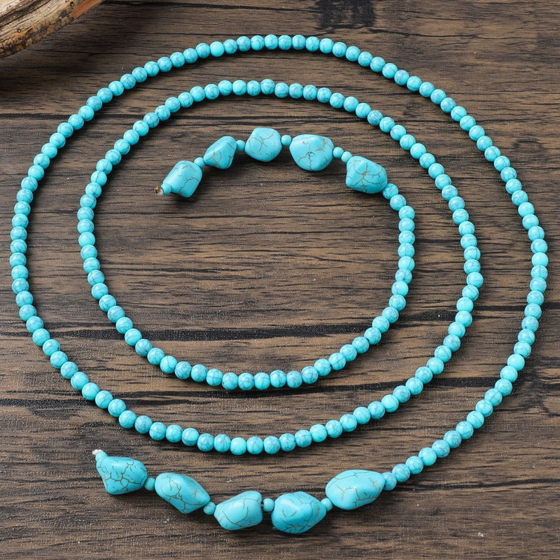 Blue Teardrop Turquoise Beaded Necklace
