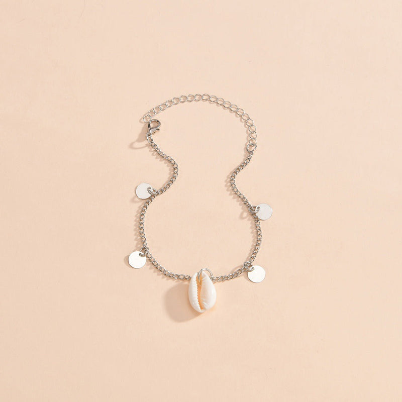 Beach Shell Pendant Circular Tassel Women Anklet Jewelry
