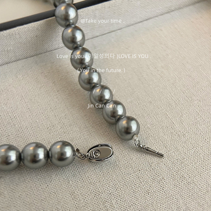 Gray Pearl Necklace Wedding Pearl Necklace for Brides