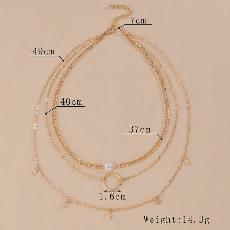 Boho Multilayered Pearl Pendant Necklace