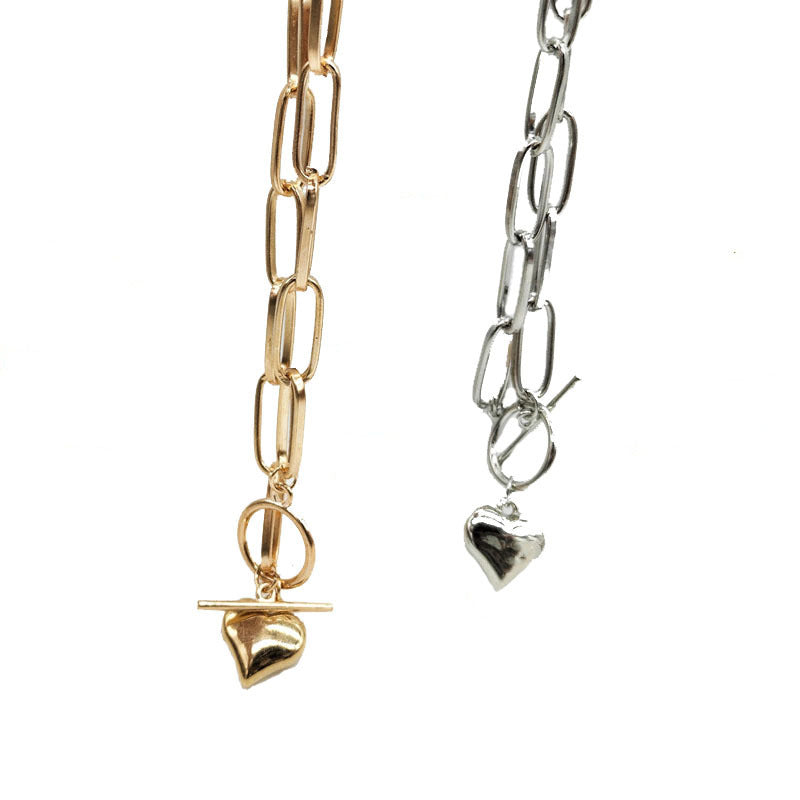 Heart Shape Pendant Chunky Chain Necklace