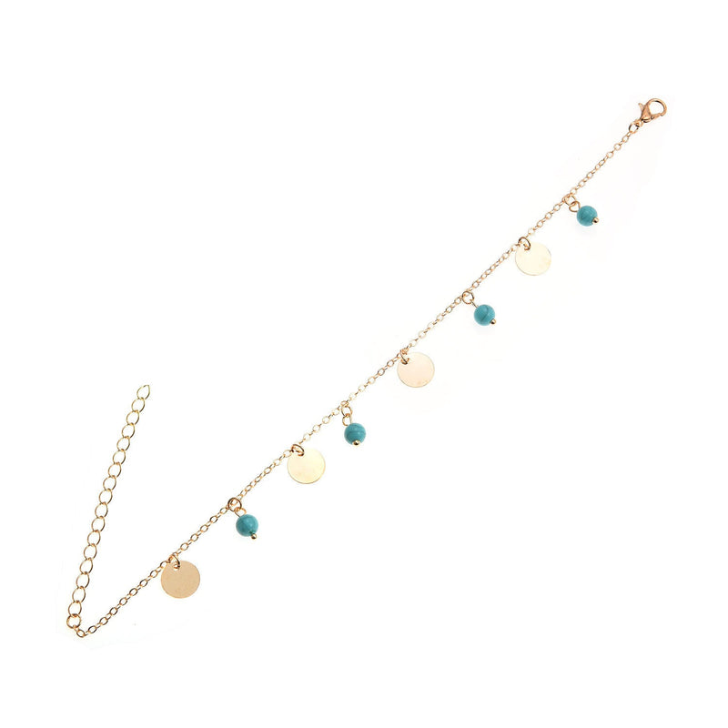 Natural Turquoise Beaded Charm Anklets Bracelets