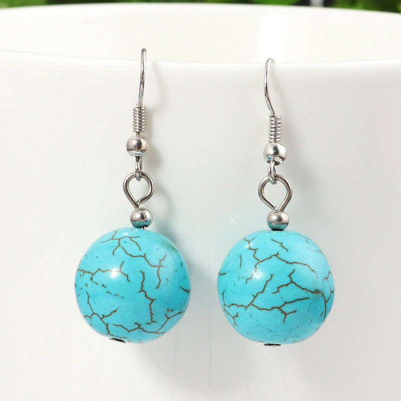 BohemianTurquoise Stone Bead Dangle Earrings