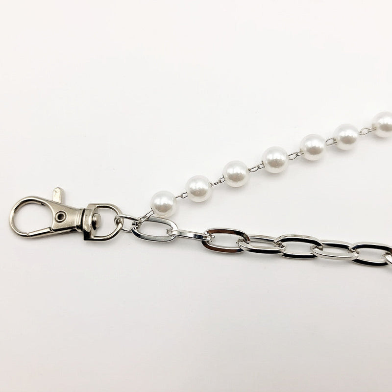 Double Layers Wallet Chains Disco Pearl Pocket Belt Key Chains