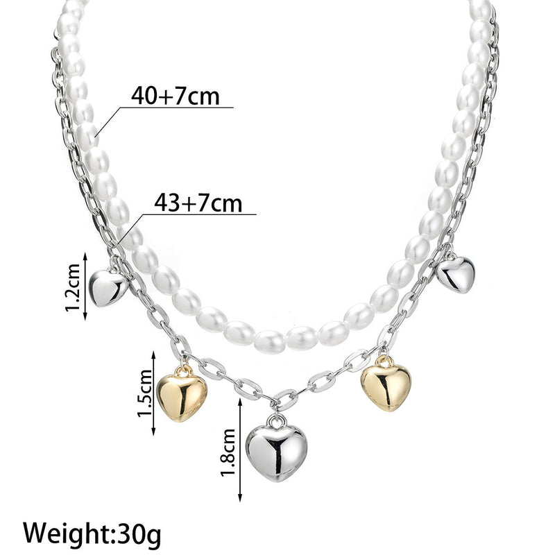 Layered Necklace Heart Pendant