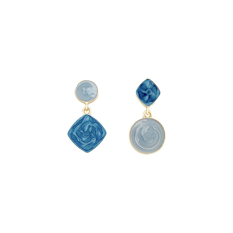 Asymmetric Blue Sky Round Earrings