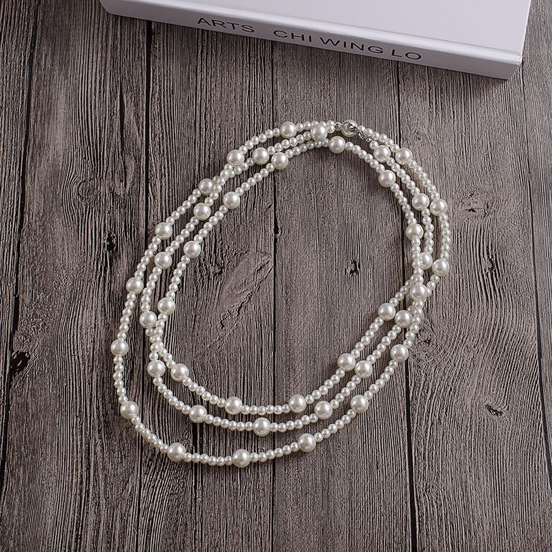 Trendy Pearl Beaded Long Sweater Necklaces
