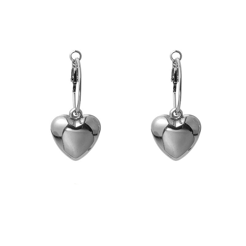 Love Heart Charm Hoop Earring