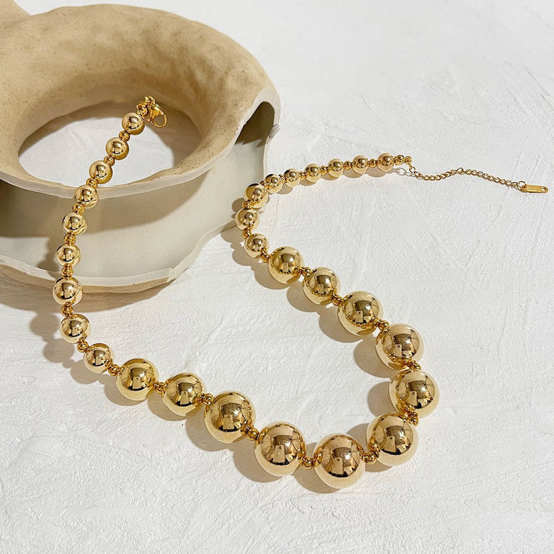 Chunky Big Ball Beads Chain Choker Necklace