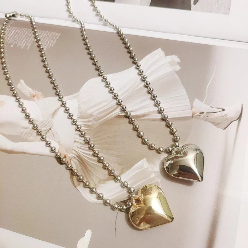 Beaded Chain Heart Pendant Necklace