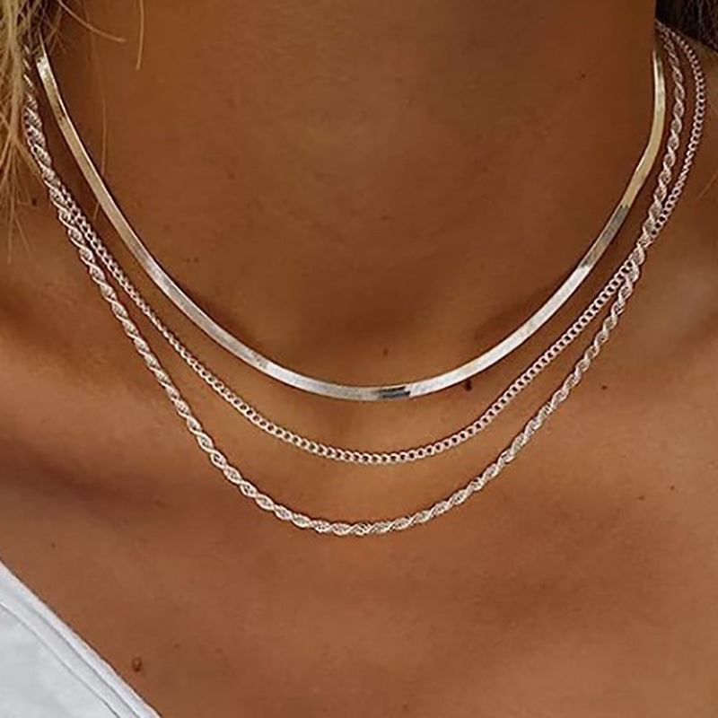 Double Layer Necklace Twist Chain for Women