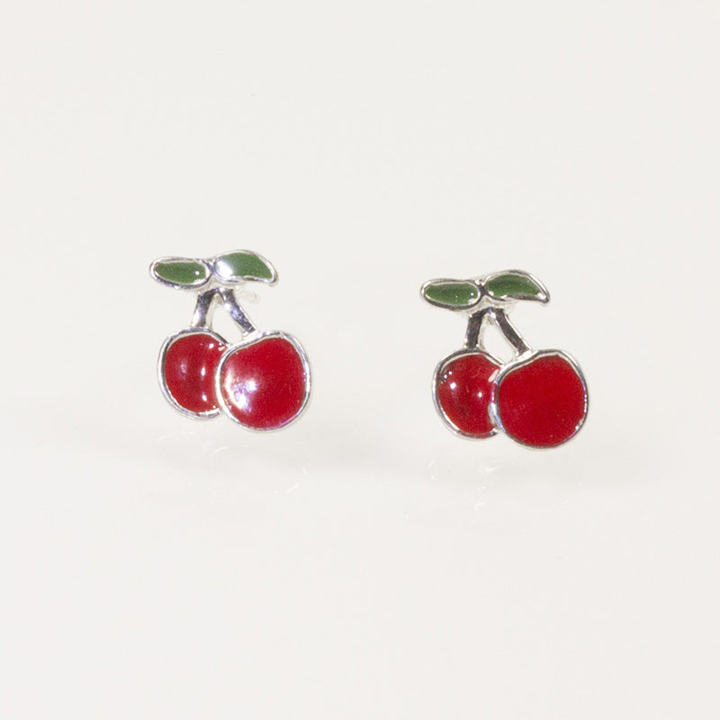 Red Enamel Cherry Earrings