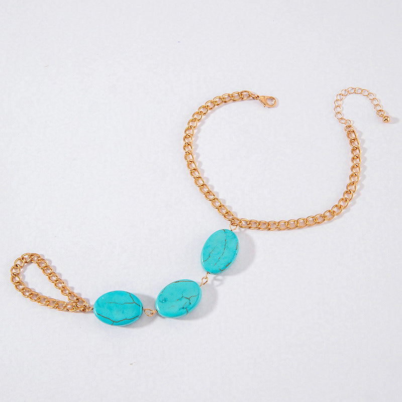 Summer Lady Beach Turquoise Chain Anklet Jewelry