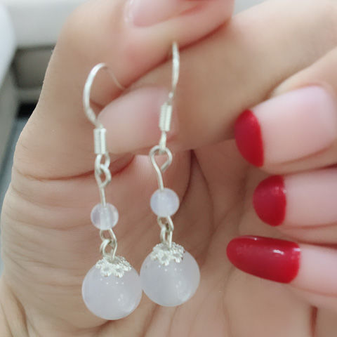 Natural Woman Gems Round Bead Dangle Ball Earring