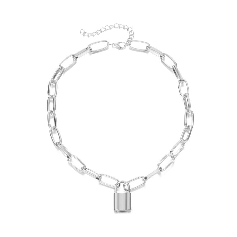 Punk Chain Necklaces Lock Charm