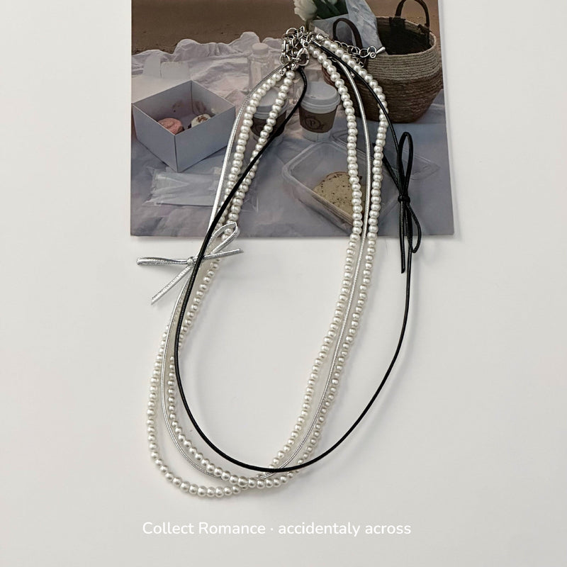 Fashion Beaded BowKnot Necklace Lovely Pearl Chokers Necklace