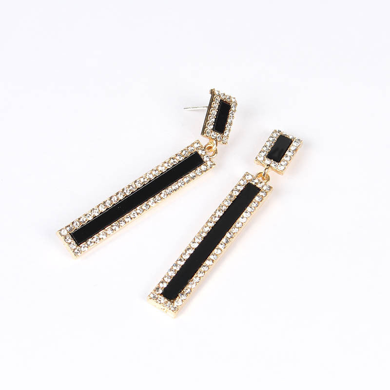 Geometric Long Earrings Rhinestone Women