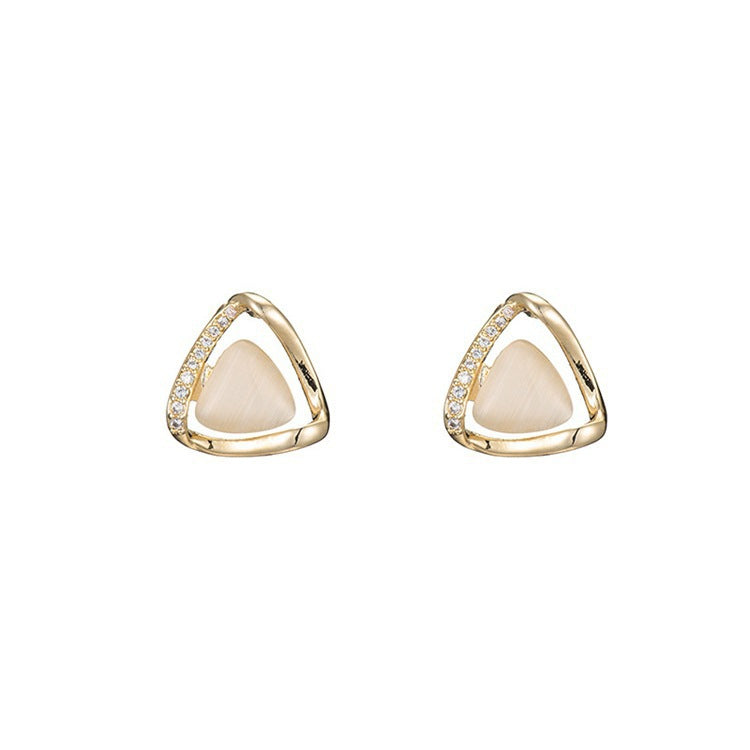 Geometric Triangular Opal Stud Earrings