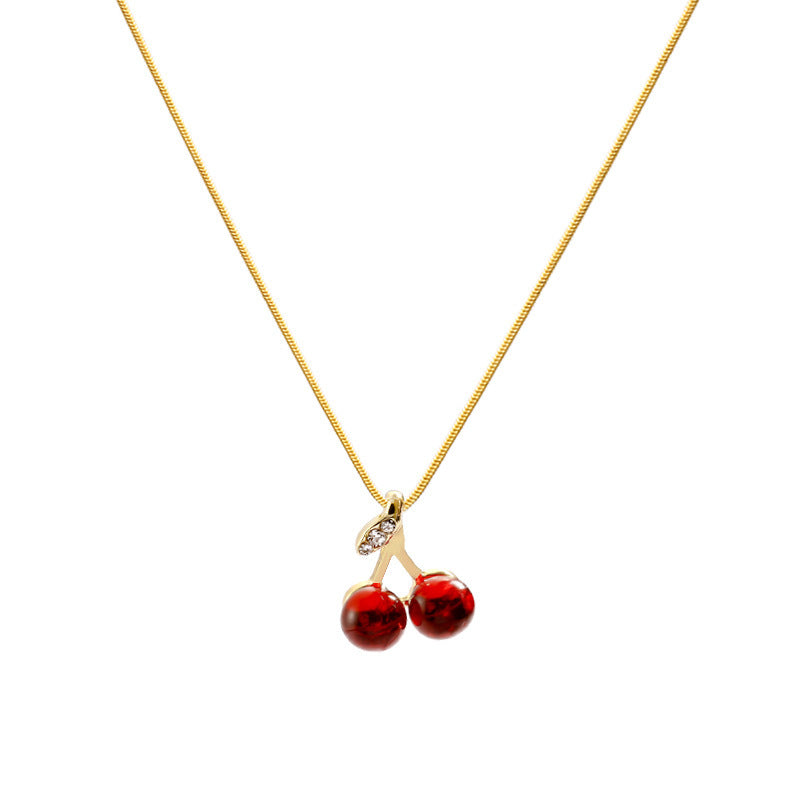 Red Cherry Resin Pendant Necklace