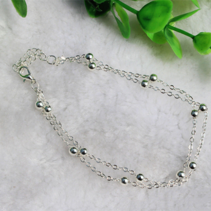 Round Beads Link Chain Anklet Jewelry