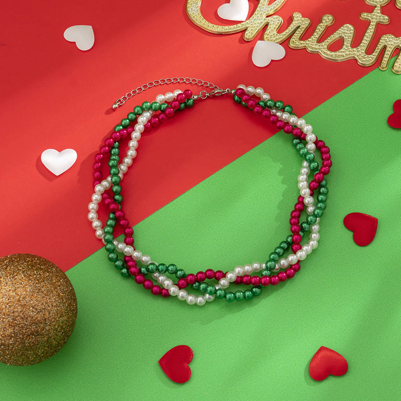 Christmas Women Long Fashion Pearl Beaded Necklaces