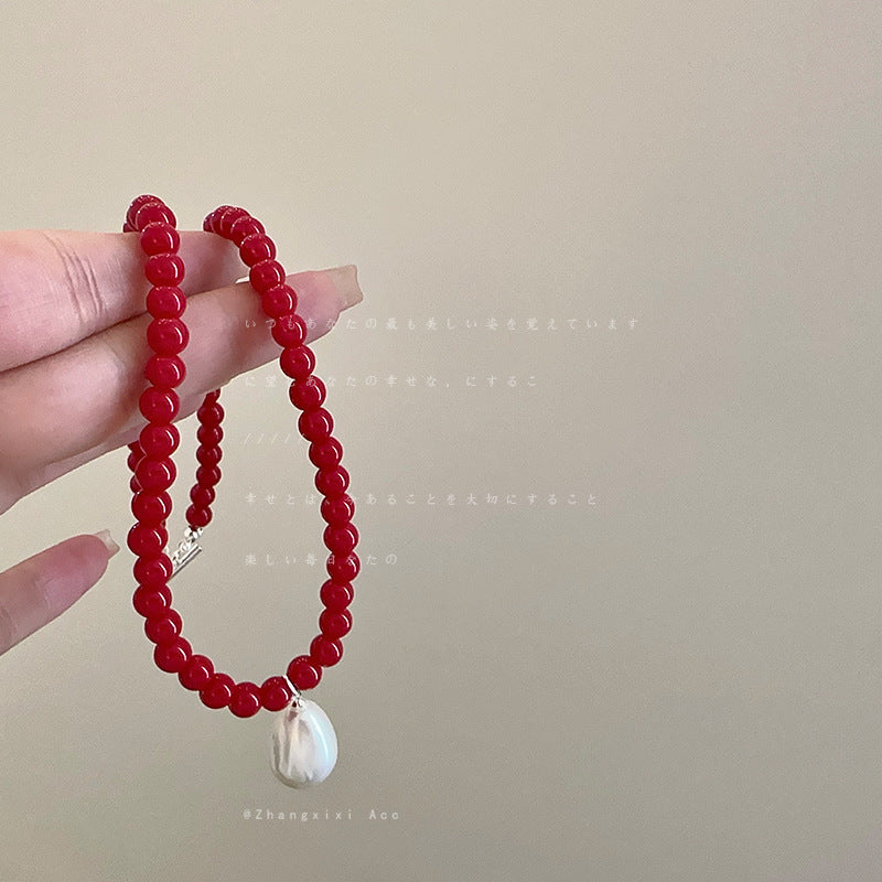 Glass Bead Drop Necklace