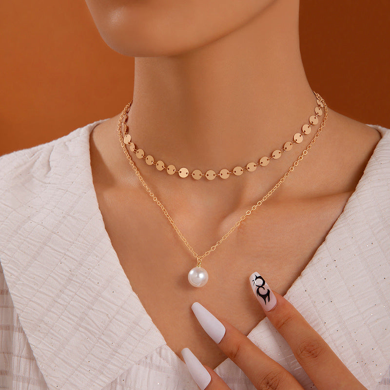 Coin Pendant Bamboo Chain Necklace