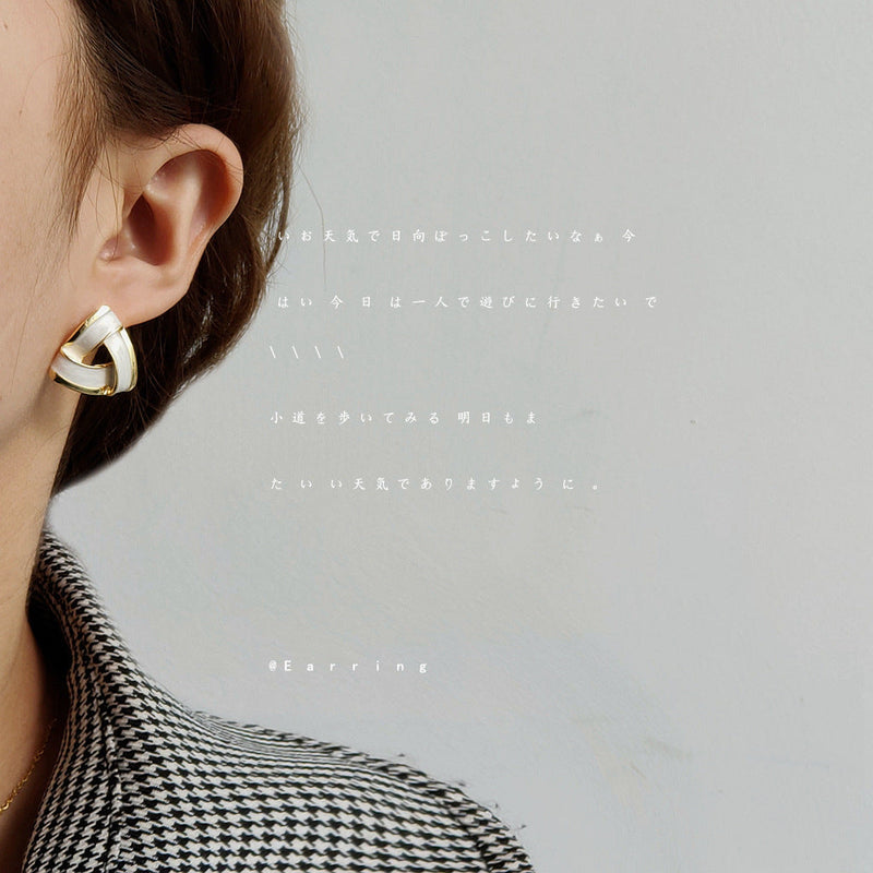 Enamel Geometric Triangle Stud Earrings