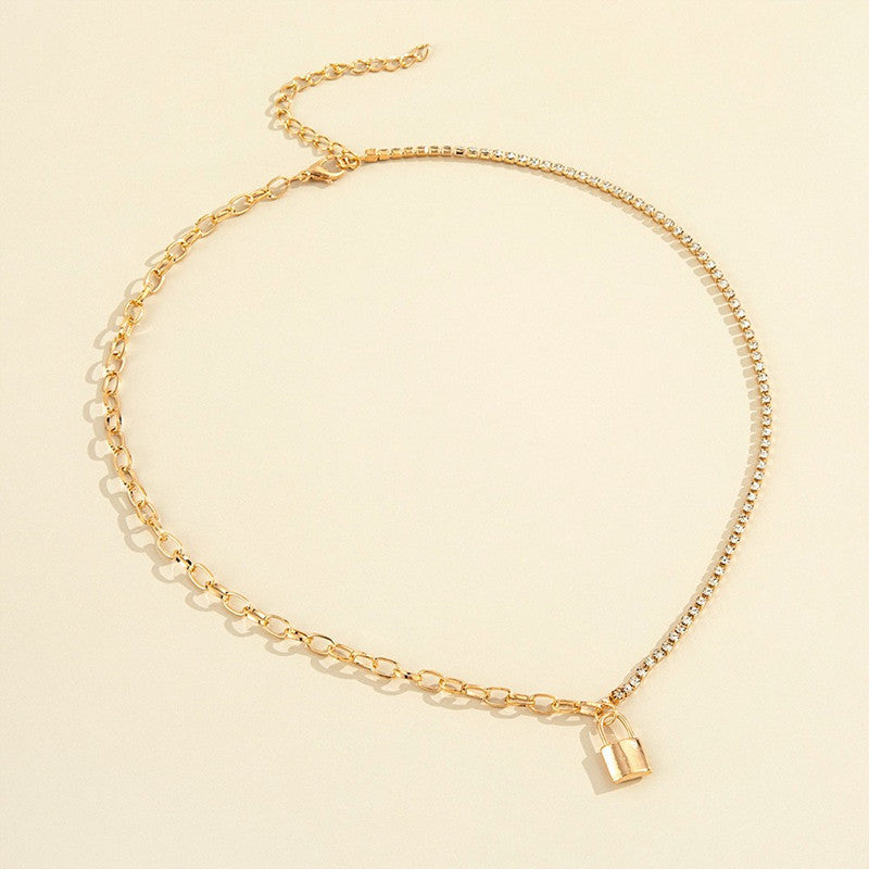 Cuban Chain Lock Pendant Necklace