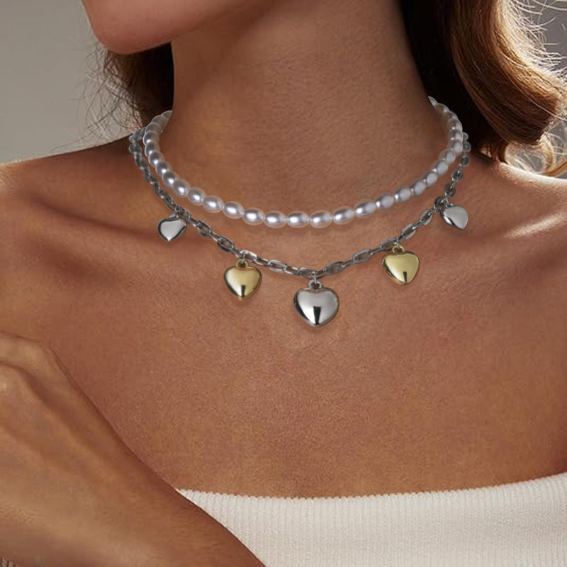 Layered Necklace Heart Pendant