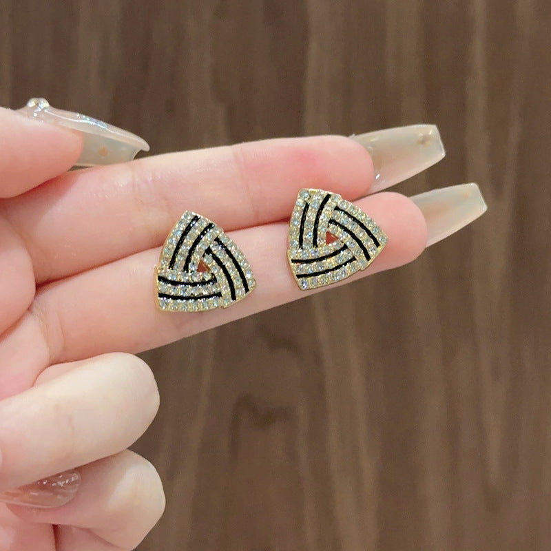 Rhinestone Triangle Stud Earrings