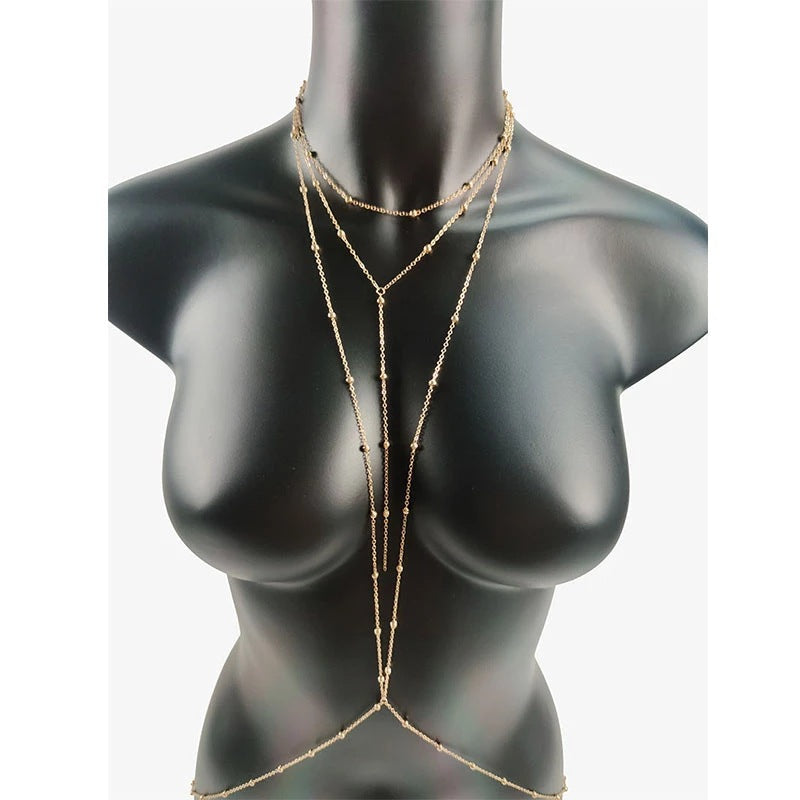 women chest chain body chain