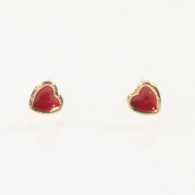 Enamel Heart Stud Earring