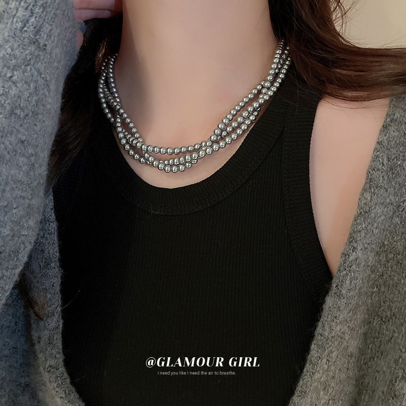 Retro Choker Multi Layer Pearl Necklace Women