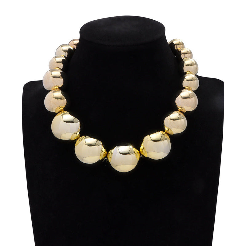 Exaggerated Punk Big Round Beads Collarbone Necklace