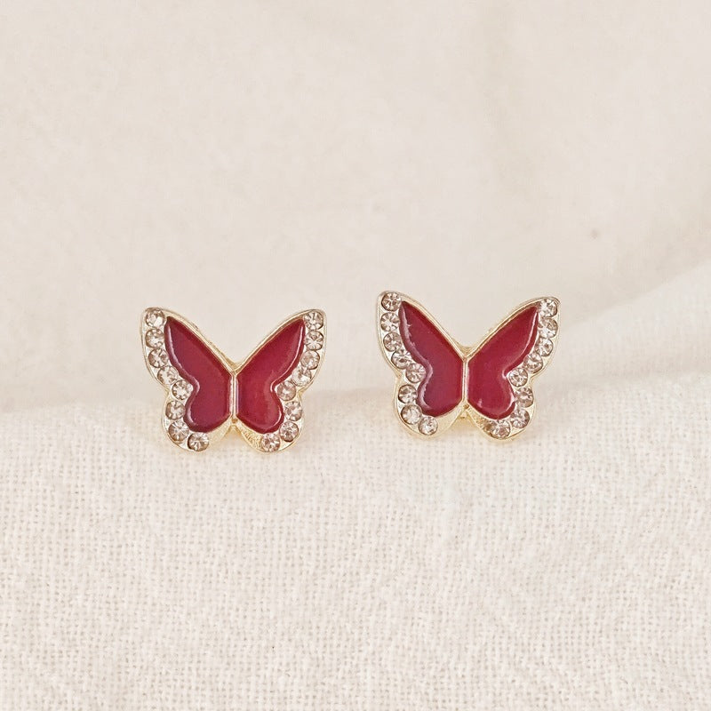 Crystal Black Butterfly Stud Earrings