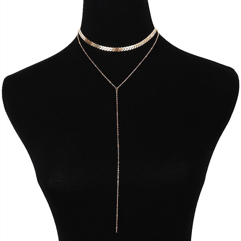 Sexy Multi-layer Sequined Necklace Tassel Chain