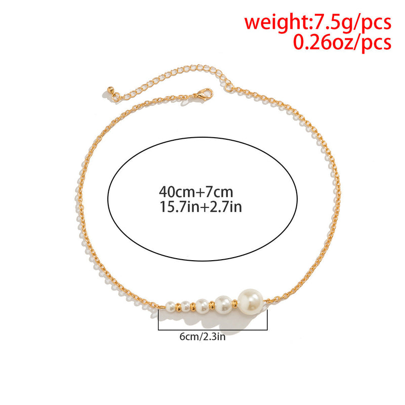Elegant 5 Beaded Pearl Chain Necklace